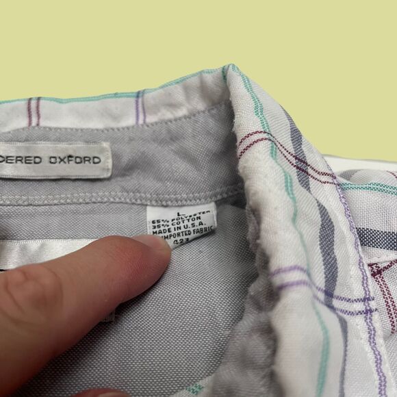 90s Levis shirt, vintage mens L plaid teal/purple casual button down - Picture 6 of 8